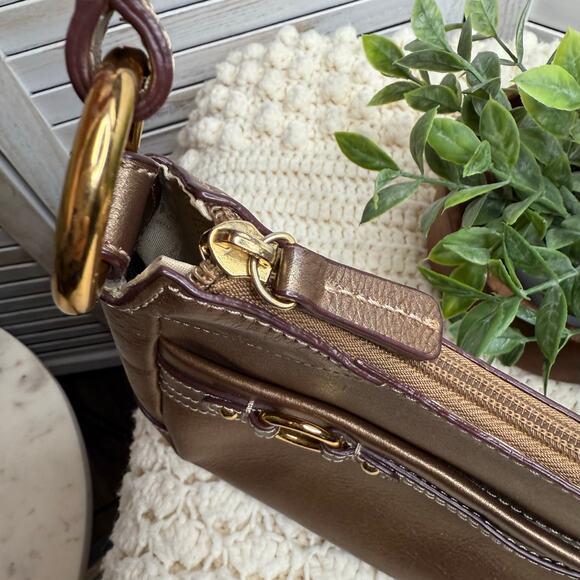 ETIENNE AIGNER VINTAGE Women’s Leather Shoulder Bag Bronze Gold Mid Size Purse - Picture 7 of 15